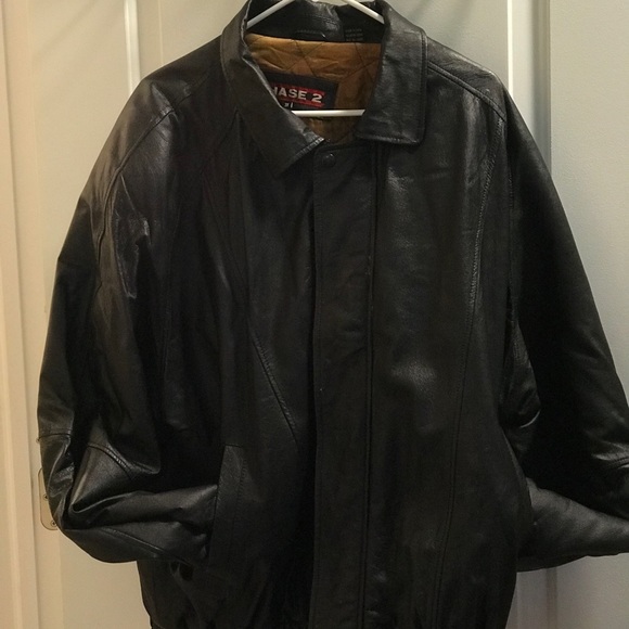 MENS PHASE 2 LEATHER BOMBER JACKET - Picture 1 of 4